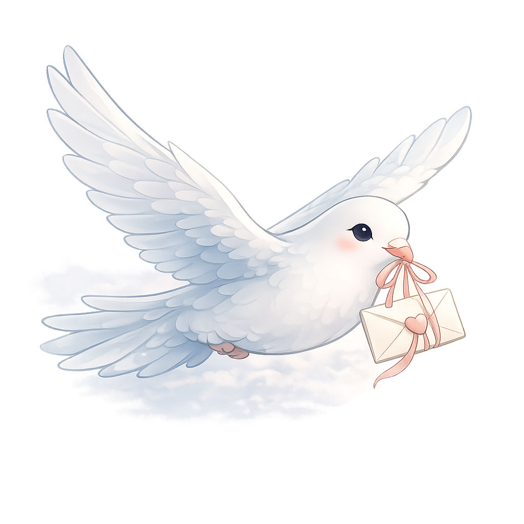Mochi the messenger dove carrying a note